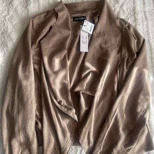 Love Token Emery Wide Collar Faux Suede Jacket in Oatmeal